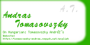 andras tomasovszky business card